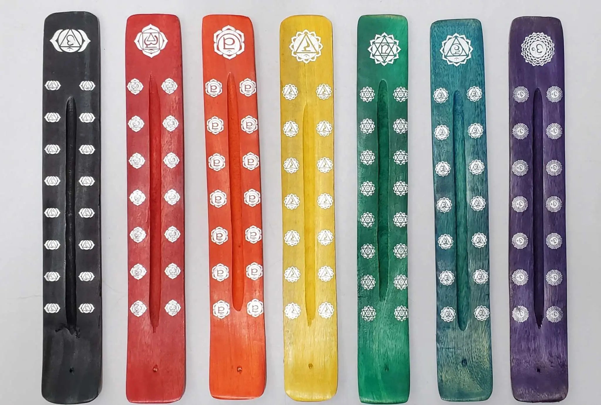Chakra Painted Wood Incense Burner 10"L | Incense Burners | Wiccan Center