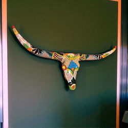 Talavera Longhorn Skull | Handmade Mexican Bull Wall Art | Talavera Wall Art | Wiccan Center