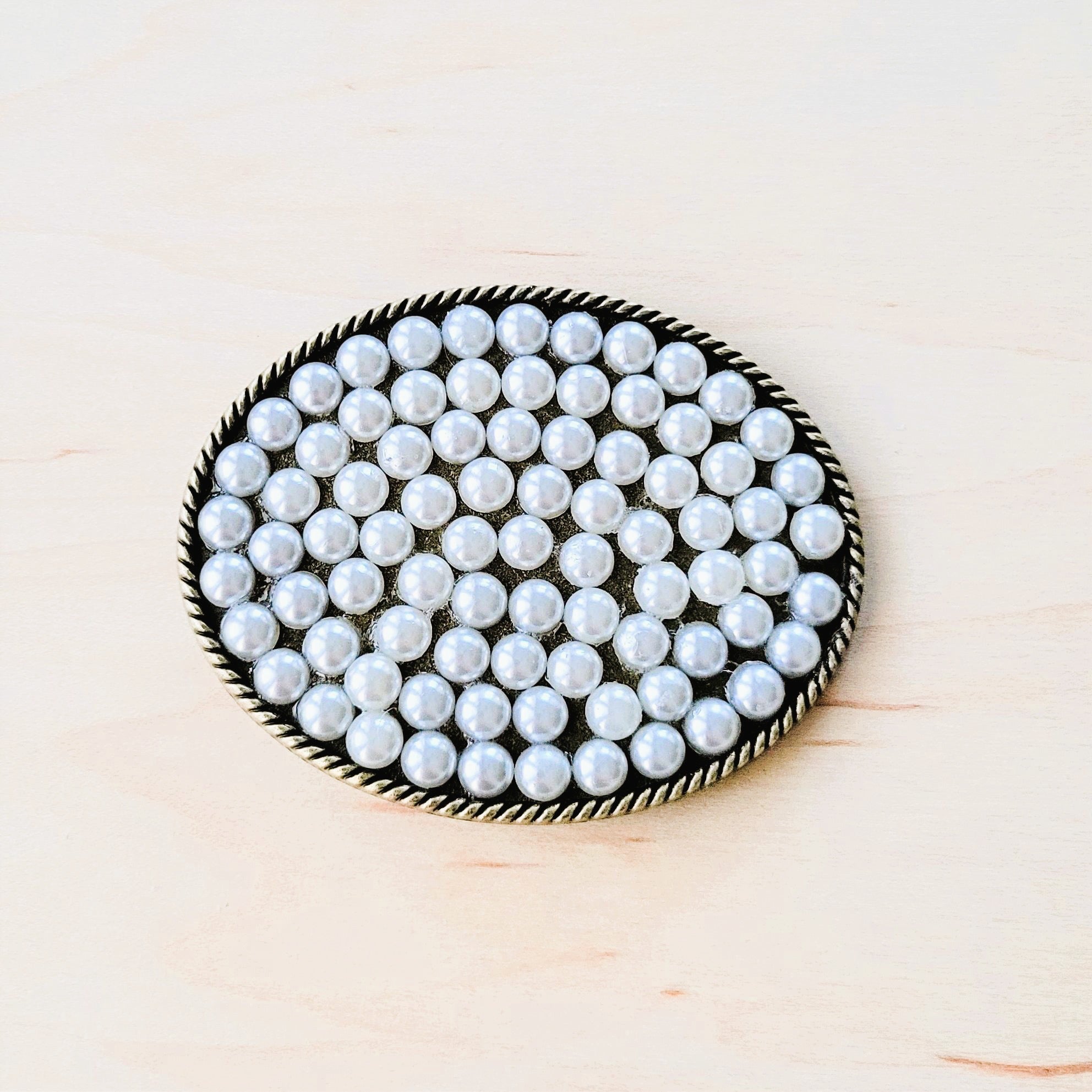 Pearls & Rope Antique-Tone Belt Buckle 908i
