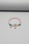 Boho Pink Glass Bead Bracelet With Butterfly Charm