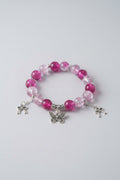 Boho Red Glass Beads Elastic Bracelet With Butterfly and Ribbon Charms | | Wiccan Center