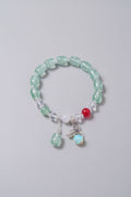 Boho Green Glass Beaded Bracelet With Charm