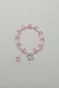 Boho Pink Glass Bracelet With Heart Charm