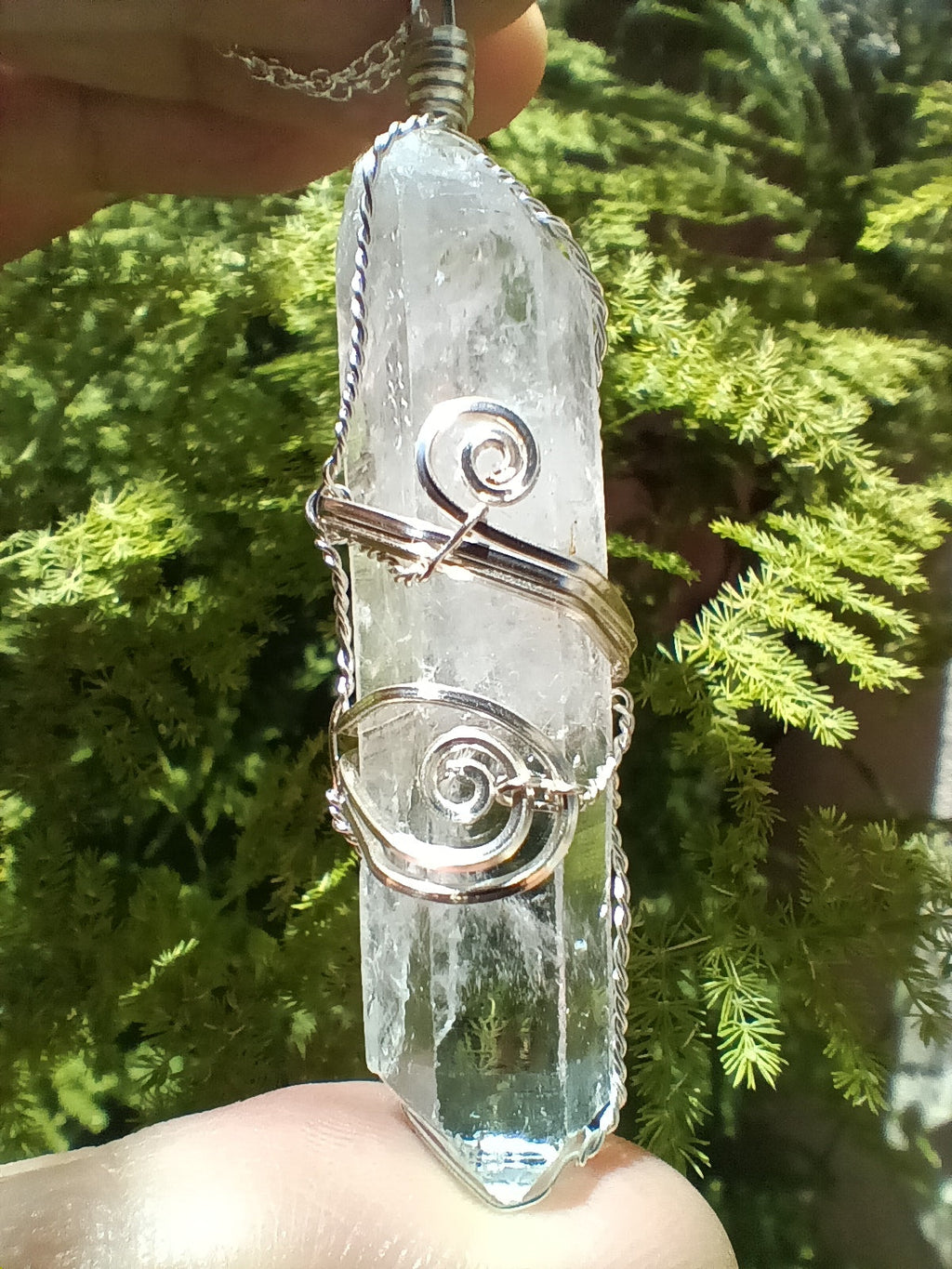 Raw Quartz Crystal Point Pendant – Silver-Plated Wire Wrapped Necklace, Handmade | Handmade > Wire-wrapped gemstones | Wiccan Center