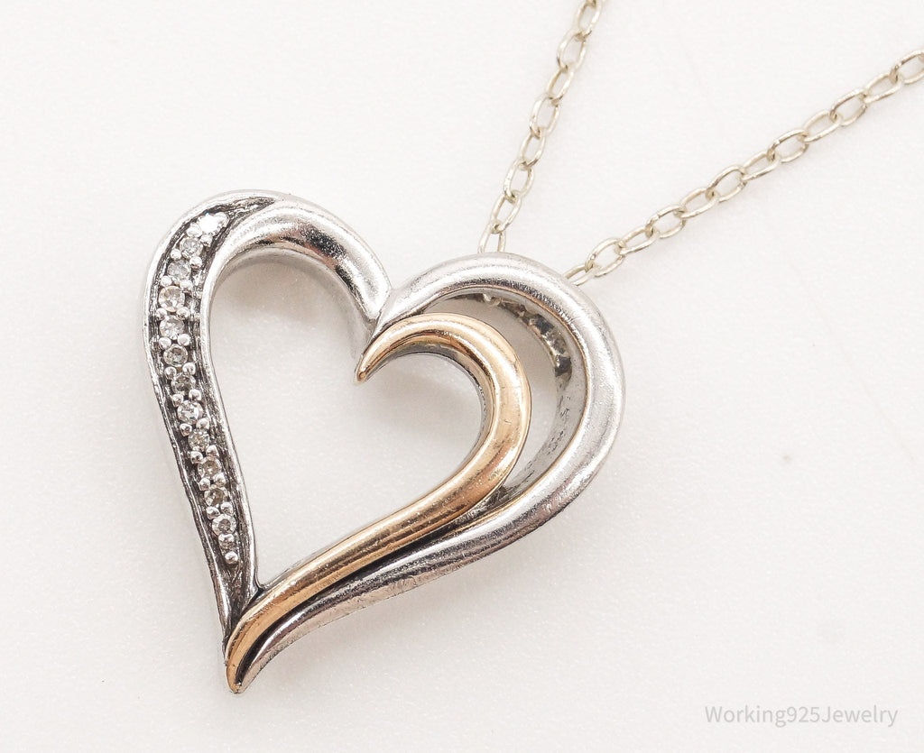 Vintage Designer JWBR Diamond Heart 10K Gold Sterling Silver Chain Necklace | Jewelry > Necklaces > Pendants | Wiccan Center