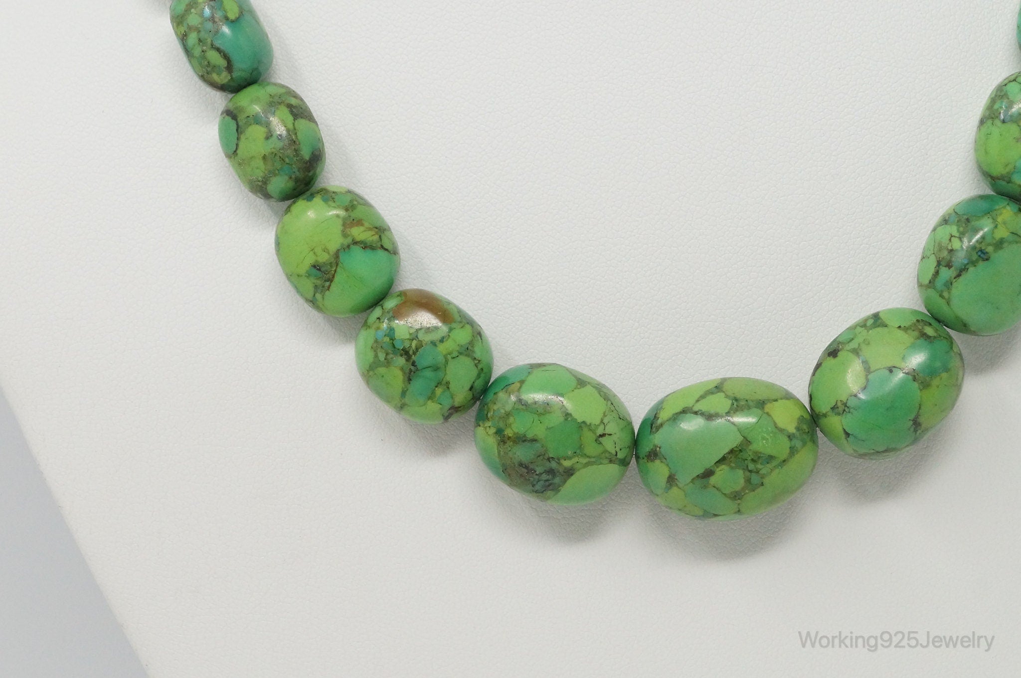 Desert Rose Trading Co Mojave Green Turquoise Sterling Silver Beaded Necklace | Jewelry > Necklaces > Pendants | Wiccan Center