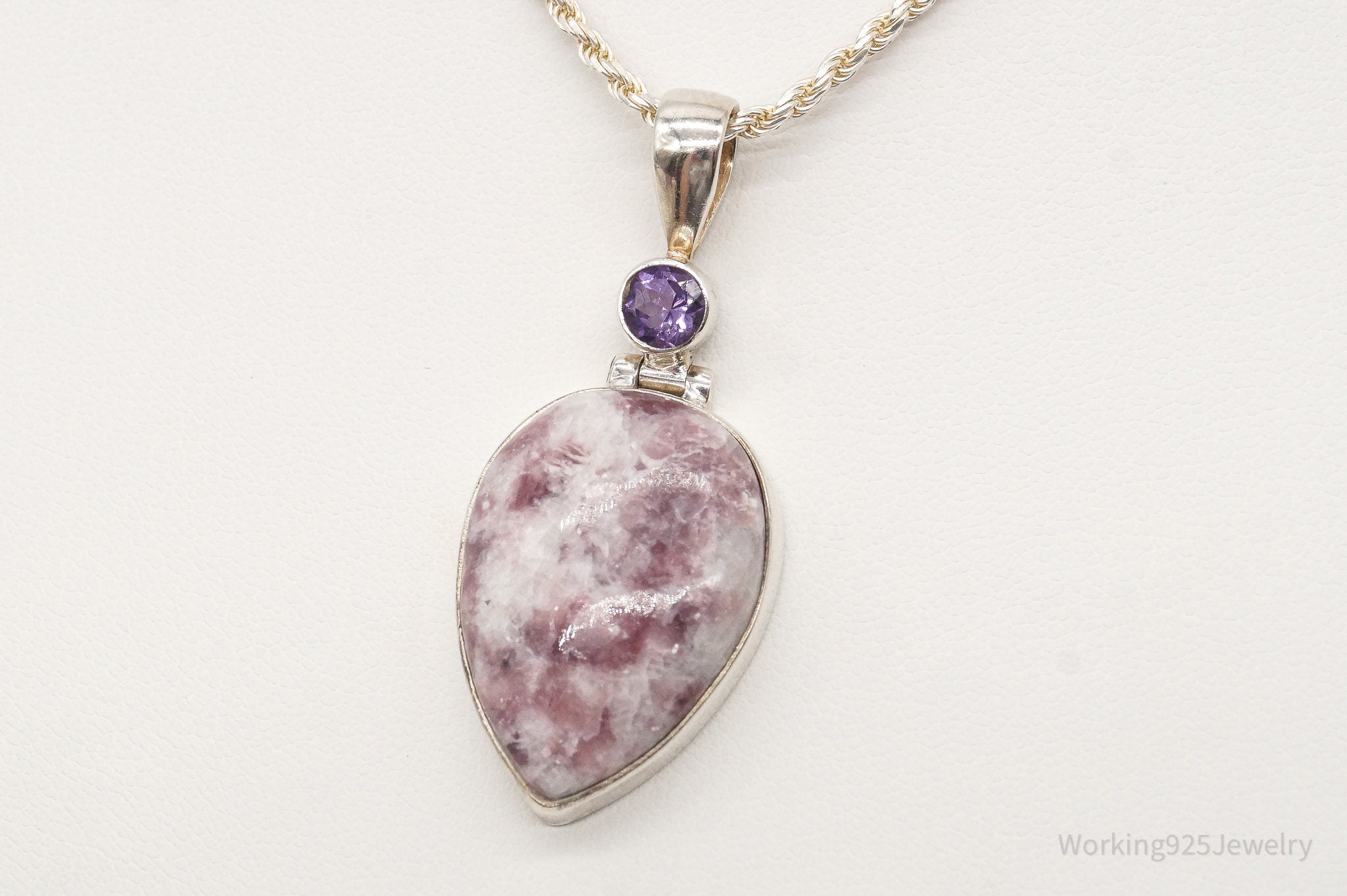 Vintage Designer TGGC Lepidolite Amethyst Sterling Silver Necklace | Jewelry > Necklaces > Pendants | Wiccan Center