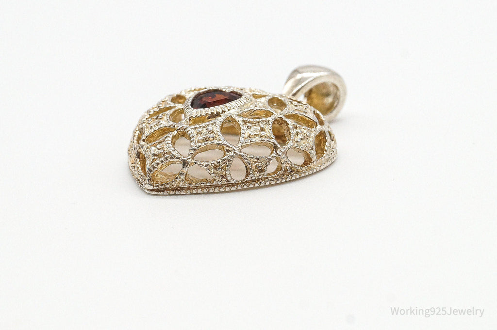 Vintage Designer Avon Garnet Heart Sterling Silver Pendant | Jewelry > Necklaces > Pendants | Wiccan Center