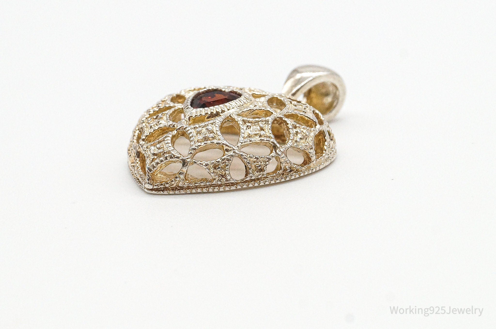 Vintage Designer Avon Garnet Heart Sterling Silver Pendant | Jewelry > Necklaces > Pendants | Wiccan Center