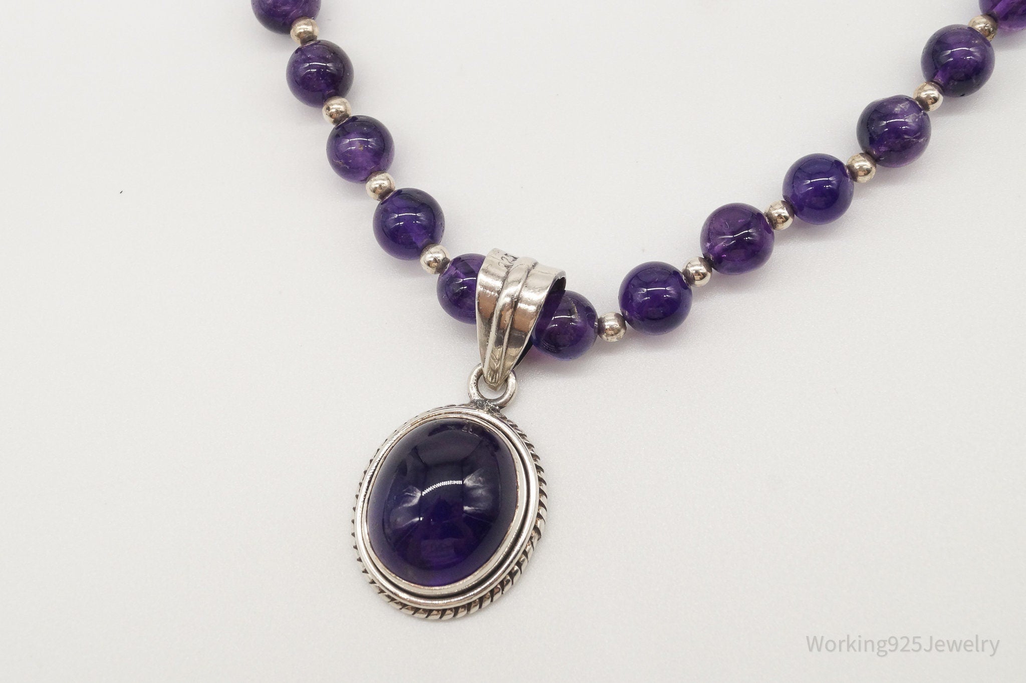 Vintage Amethyst Bead Sterling Silver Necklace | Jewelry > Necklaces > Pendants | Wiccan Center