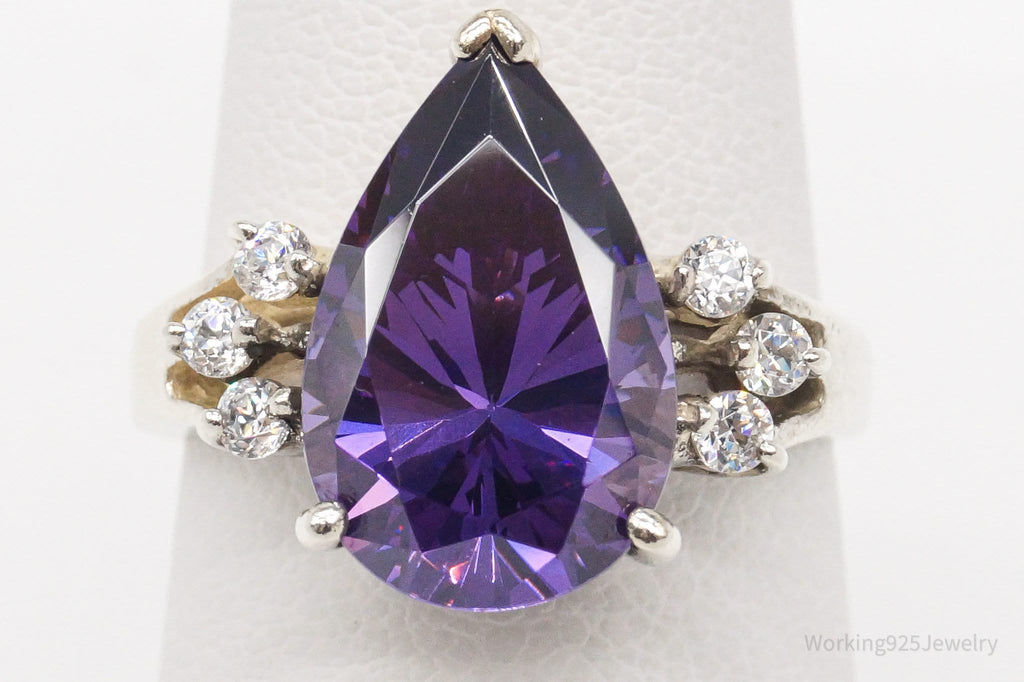 Vintage Purple & White Diamonique Sterling Silver Ring Size 6 | Jewelry > Rings | Wiccan Center