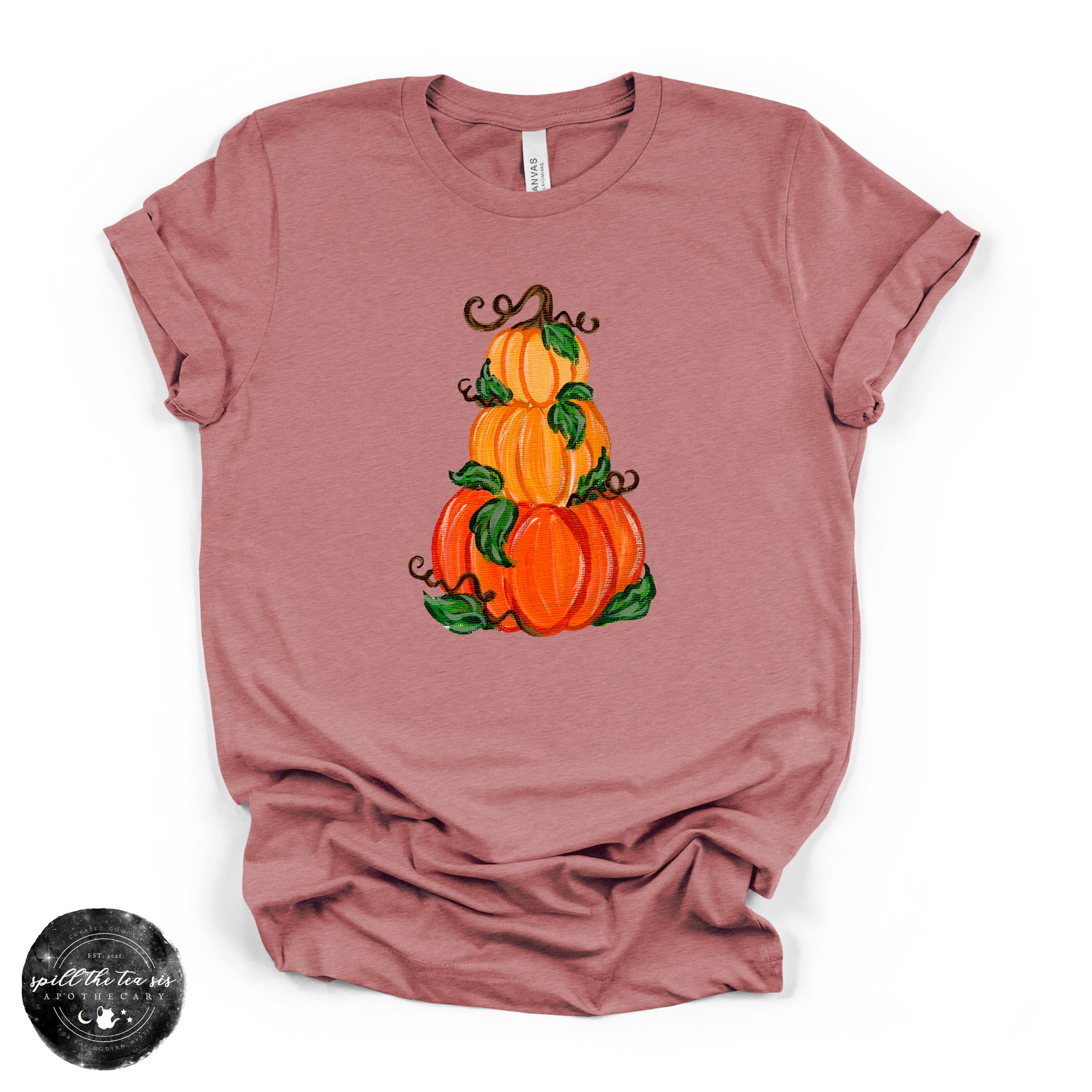 Pumpkin Trio Stack Tee | Vintage Autumn Pumpkin Graphic T-Shirt | | Wiccan Center