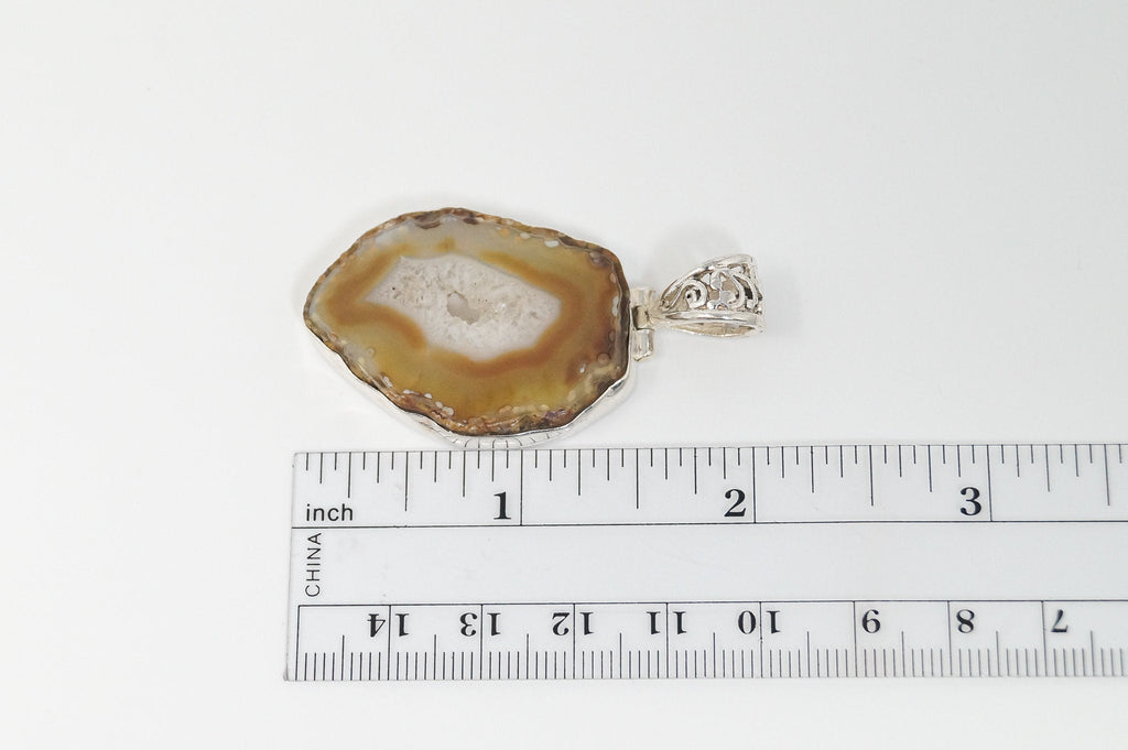 Vintage Brown Crazy Lace Agate Sterling Silver Necklace Pendant | Jewelry > Necklaces > Pendants | Wiccan Center