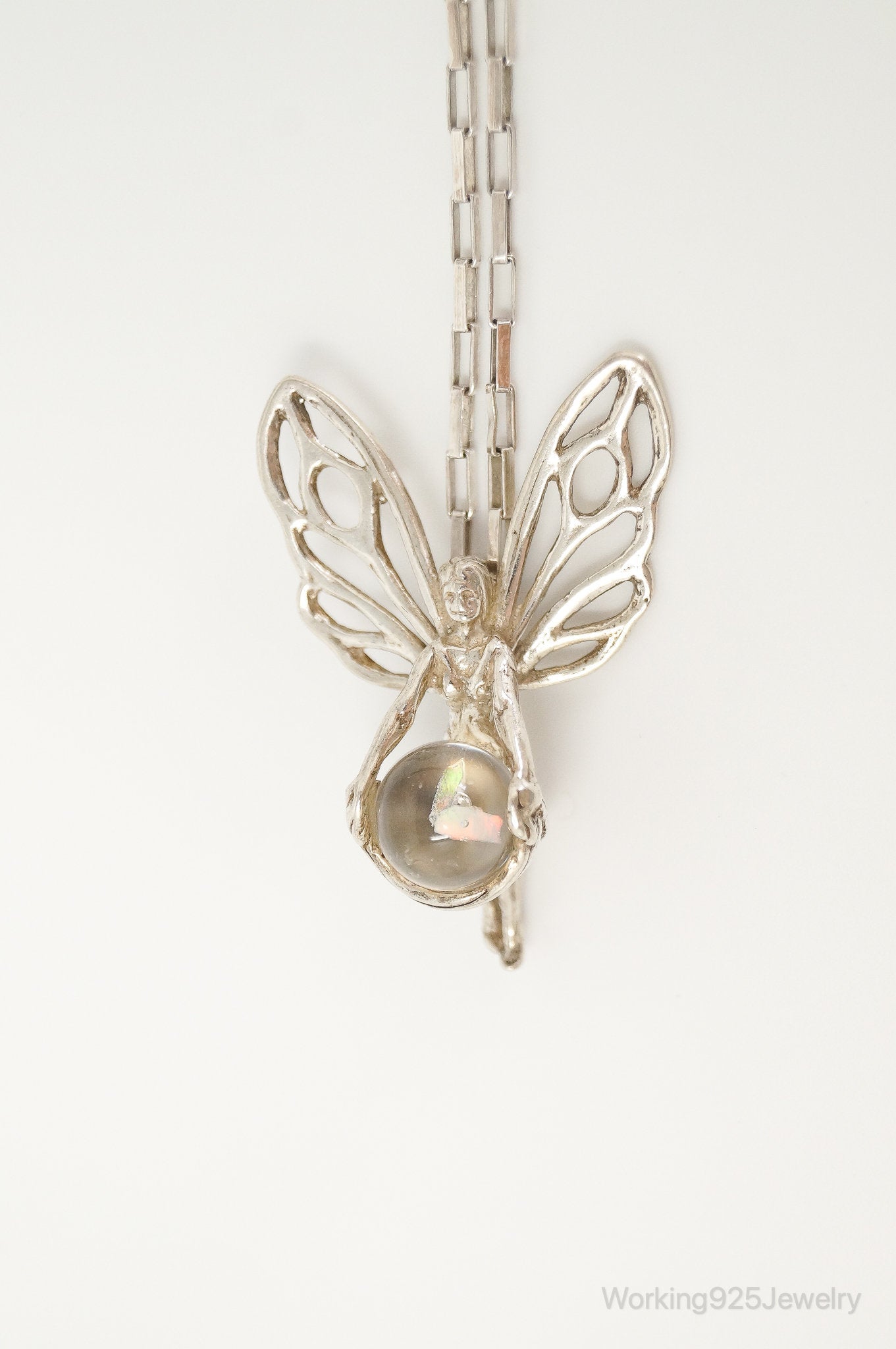 Vintage Fairy Glass Marble Sterling Silver Necklace | Jewelry > Necklaces > Pendants | Wiccan Center