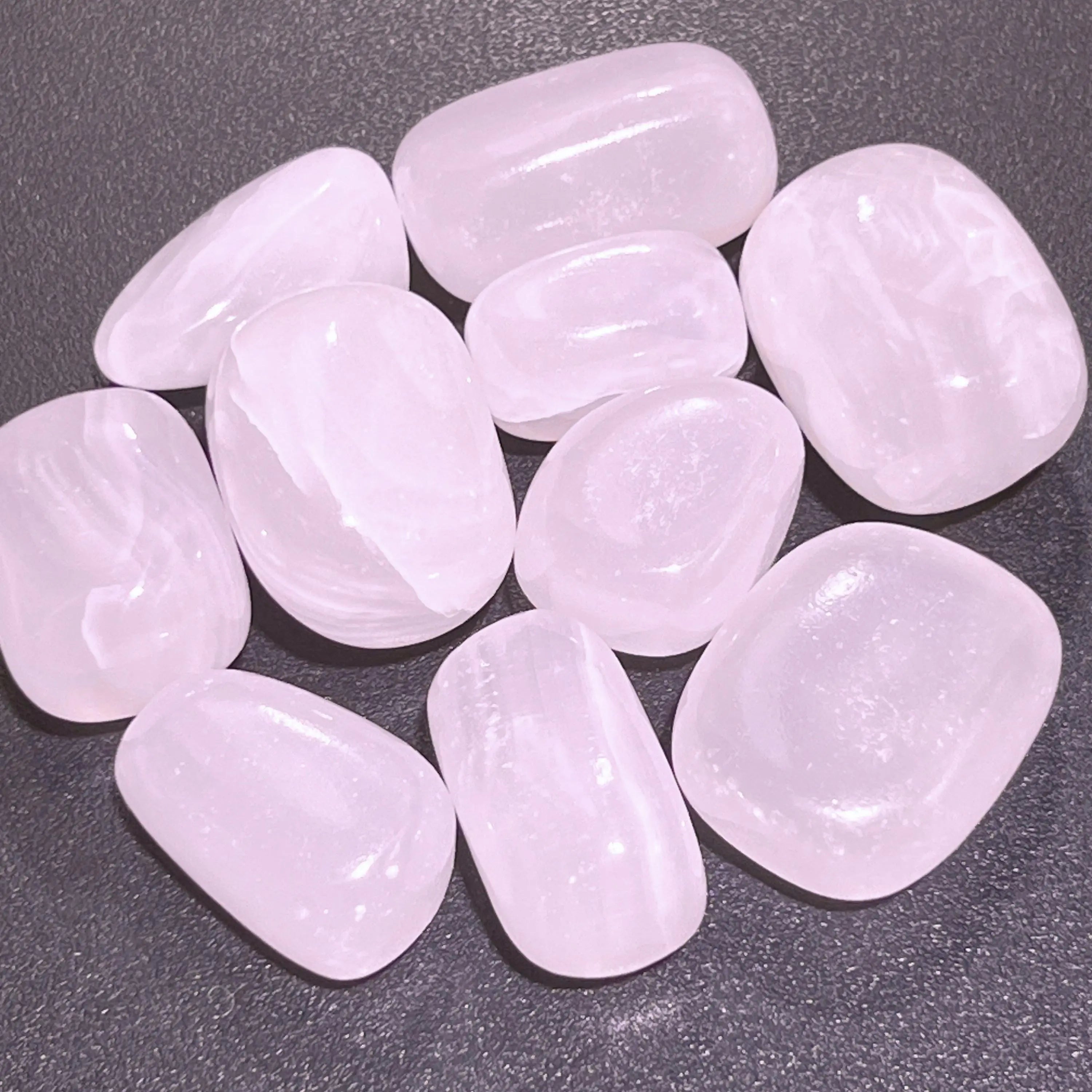 Pink Mangano Calcite Tumbled Stones (UV Reactive)(By The Piece Or Pound) | Home & Living > Home Decor > Home Accents > Rocks & Geodes | Wiccan Center