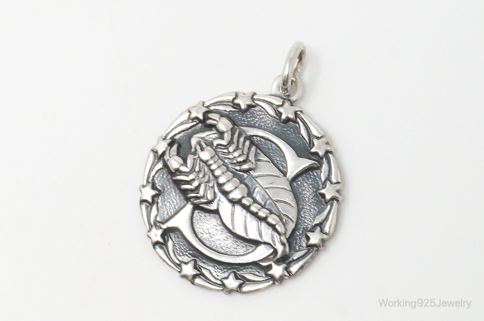 Vintage Designer Orb Scorpion Scorpio Sterling Silver Pendant | Jewelry > Necklaces > Pendants | Wiccan Center