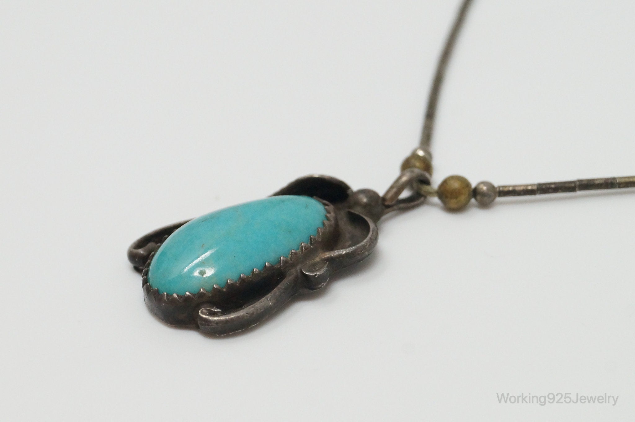 Vintage Native American Unsigned Turquoise Sterling Silver Necklace | Jewelry > Necklaces > Pendants | Wiccan Center