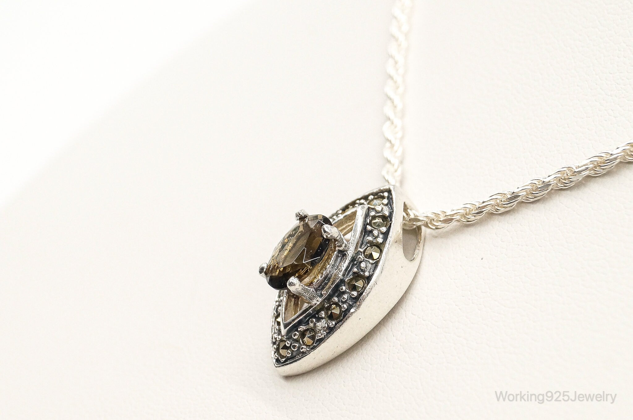 Vintage Smoky Topaz Marcasite Art Deco Sterling Silver Necklace | Jewelry > Necklaces > Pendants | Wiccan Center