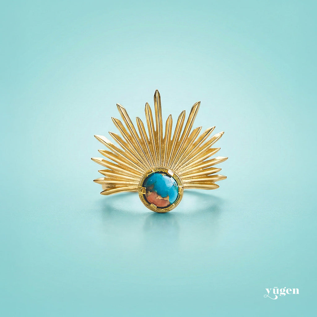 Sun Goddess Ring with Copper Oyster Turquoise | Ring | Wiccan Center