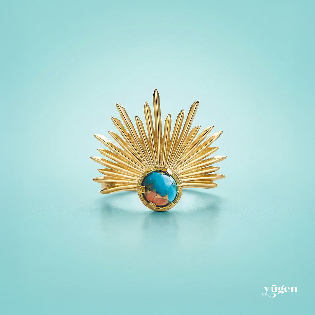Sun Goddess Ring with Copper Oyster Turquoise | Ring | Wiccan Center