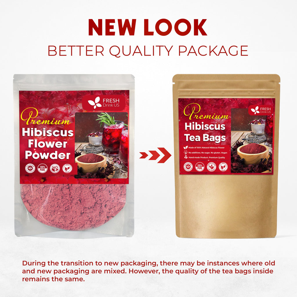 Hibiscus Dried Flowers, Tea Bags, 100% Natural, Pure from Hibiscus Flowers. Loose Flower Hibiscus Herbal Tea. Hibiscus Flower Tea. No Sugar, No Caffeine, No Gluten, Vegan. | Tea | Wiccan Center