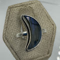 Sterling Silver Labradorite Crescent Moon Ring – Size 9 – Intuition, Protection & Transformation | Rings | Wiccan Center
