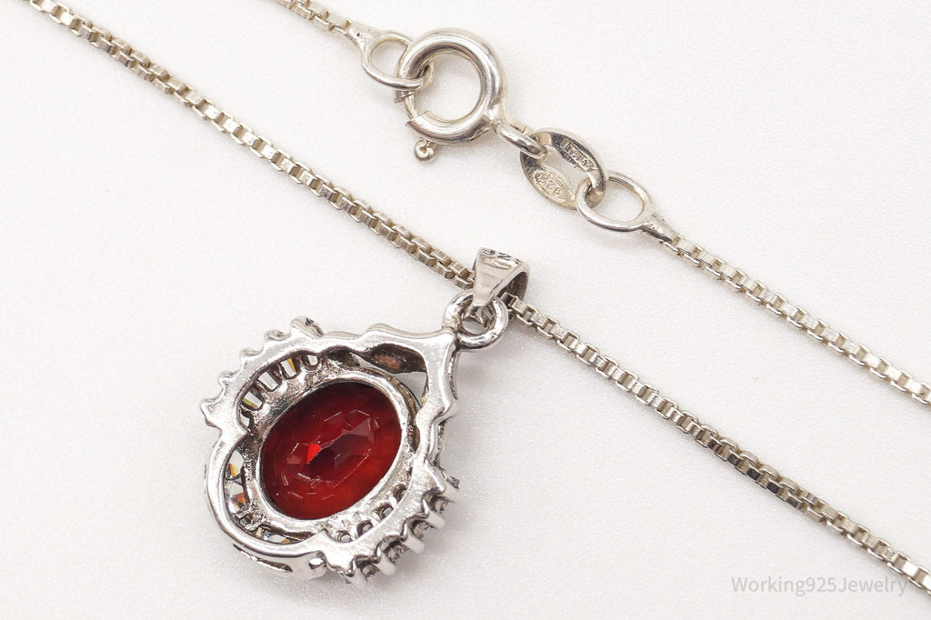 Vintage Garnet Cubic Zirconia Sterling Silver Necklace | Jewelry > Necklaces > Pendants | Wiccan Center