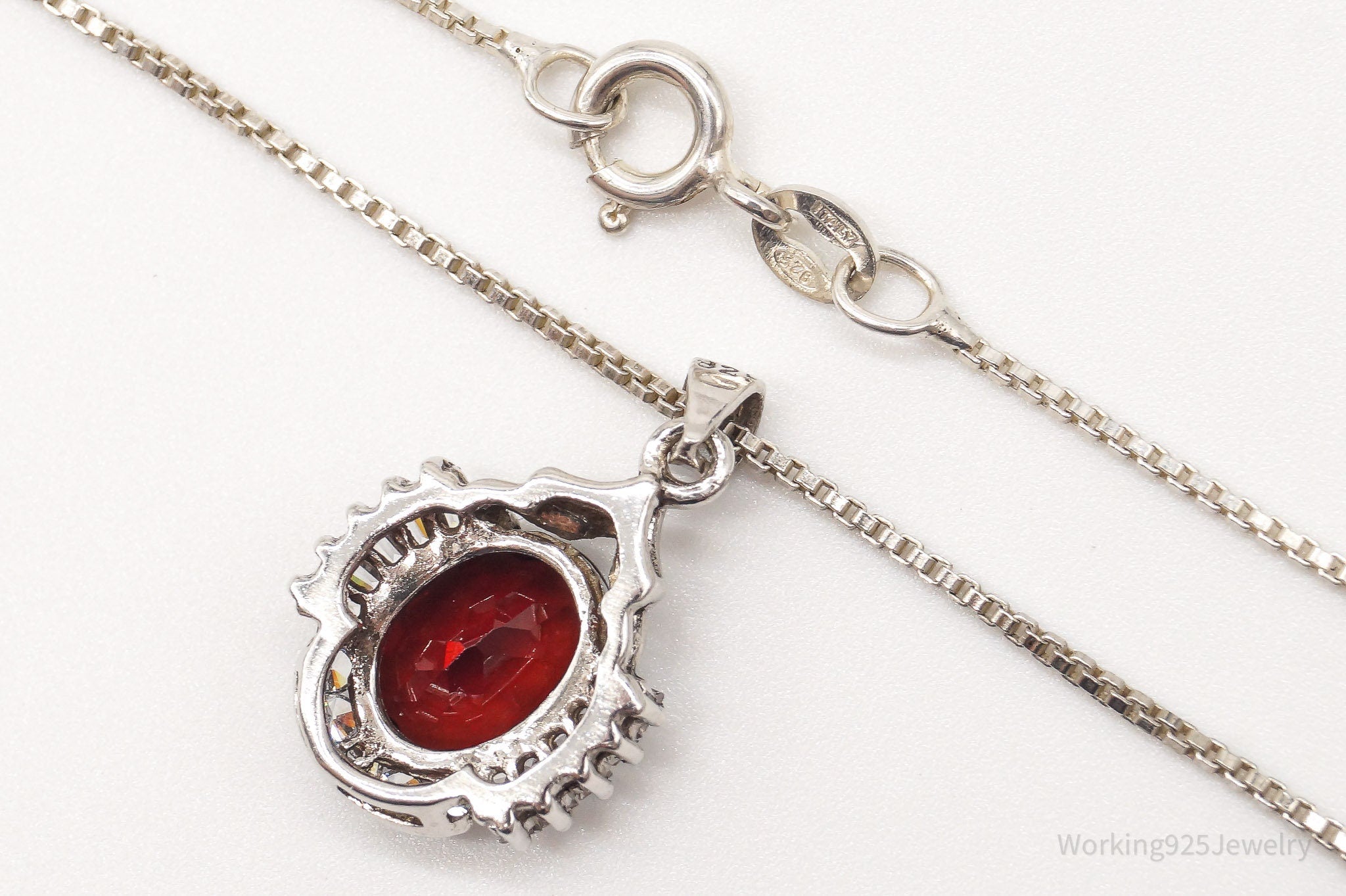 Vintage Garnet Cubic Zirconia Sterling Silver Necklace | Jewelry > Necklaces > Pendants | Wiccan Center