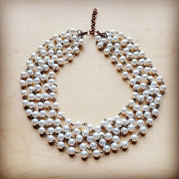 Five Strand Glass Pearl Collar-Length Necklace 257h | Necklace | Wiccan Center