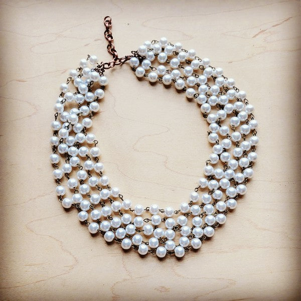 Five Strand Glass Pearl Collar-Length Necklace 257h | Necklace | Wiccan Center