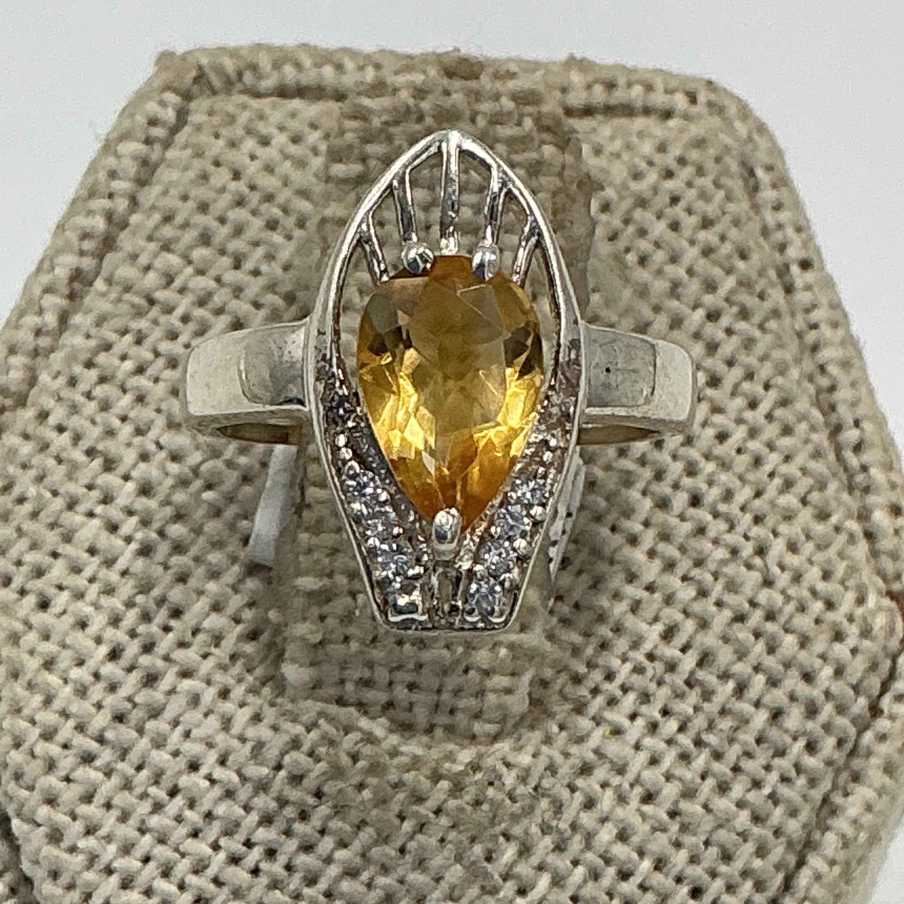 Sterling Silver Citrine Sunshine Cathedral Ring – Size 5 – Abundance, Confidence & Personal Power | Rings | Wiccan Center
