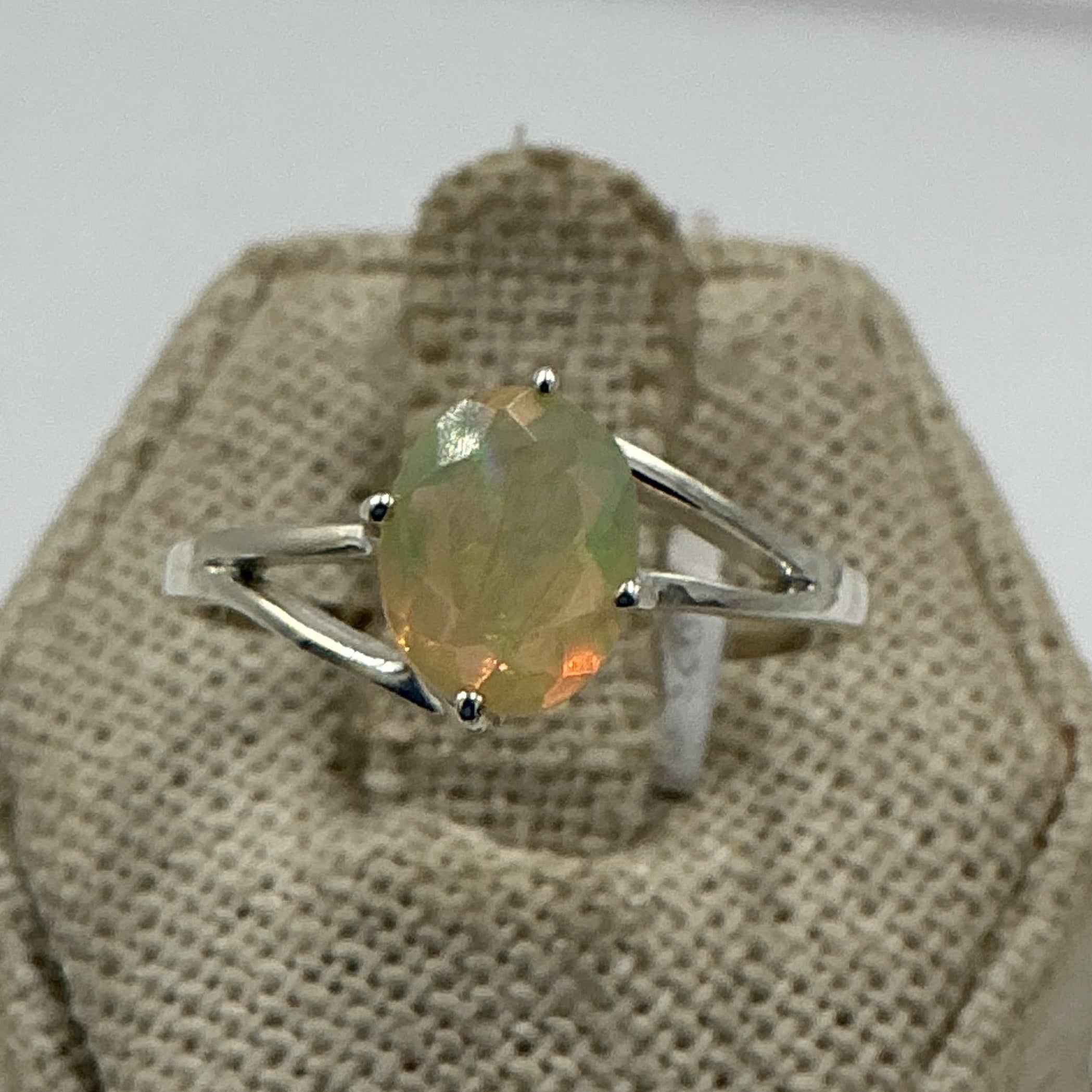 Sterling Silver Ethiopian Opal Split-Band Ring – Size 10 – Intuition, Inspiration & Emotional Balance | Rings | Wiccan Center
