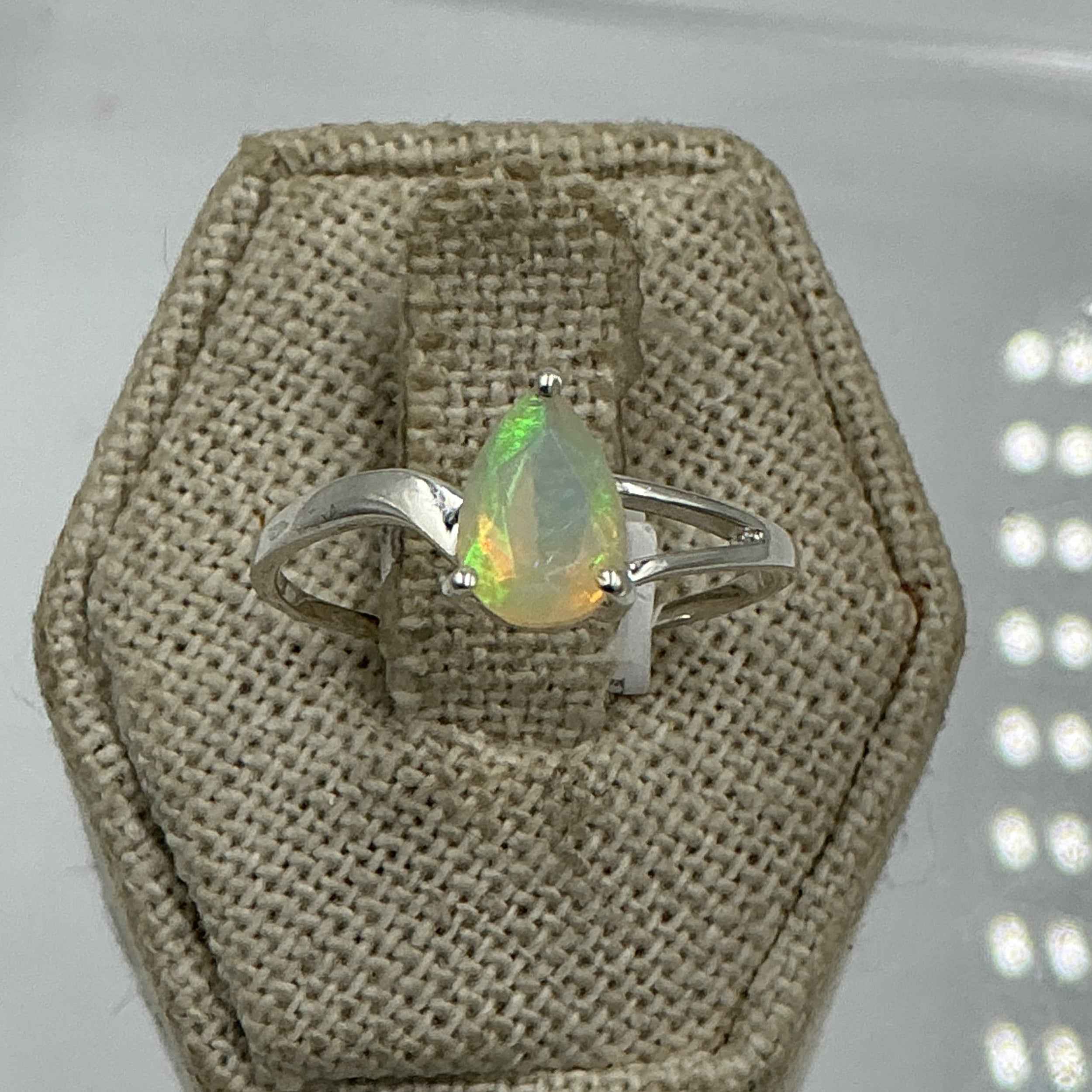 Sterling Silver Ethiopian Opal Open-Frame Ring – Size 10 – Intuition, Inspiration & Emotional Balance | Rings | Wiccan Center