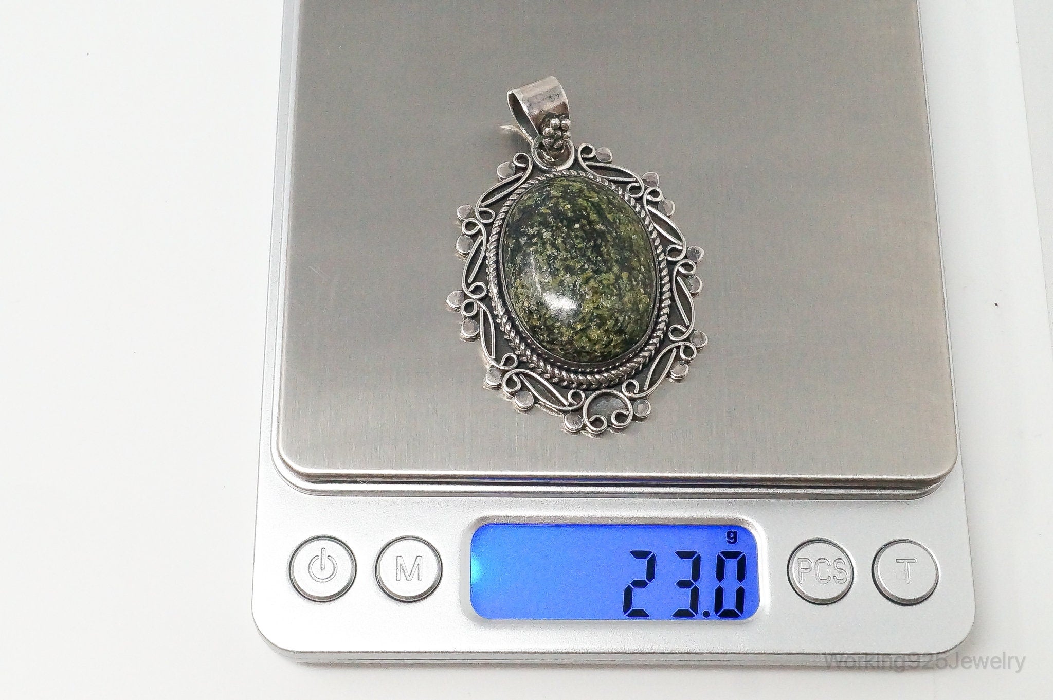 Vintage Large Southwest Style African Turquoise Sterling Silver Pendant | Jewelry > Necklaces > Pendants | Wiccan Center