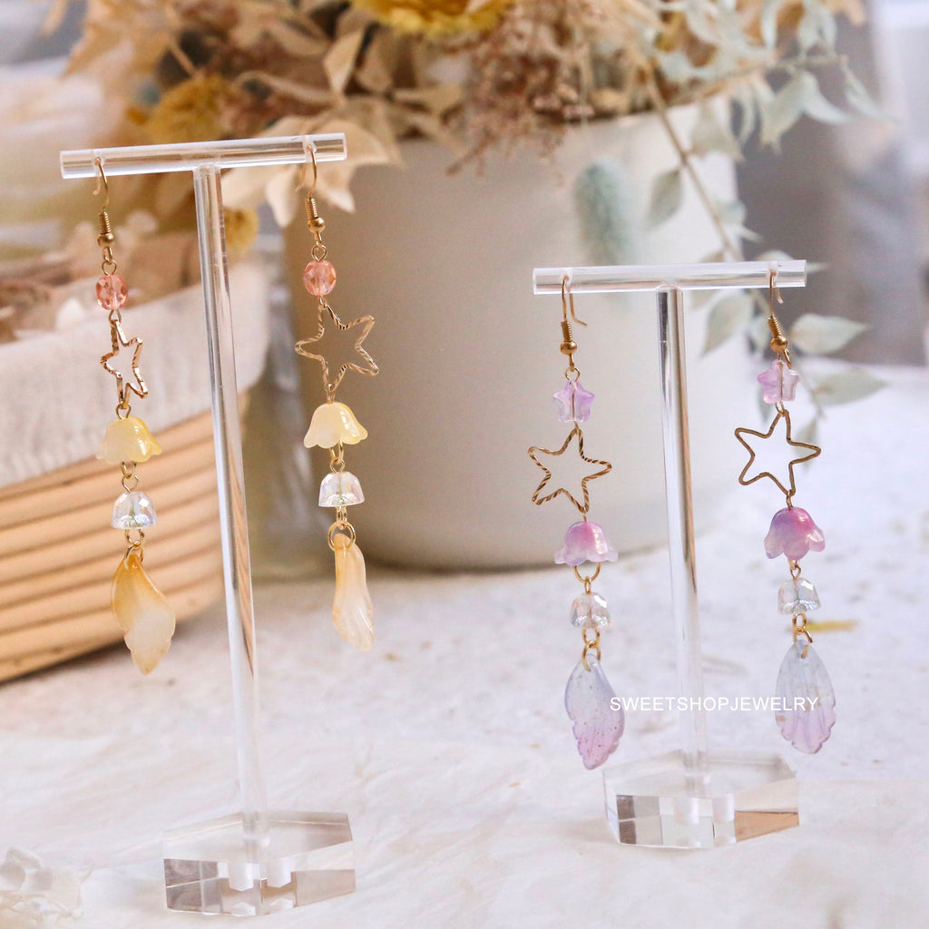 SALE - Star Feather Flower Earrings