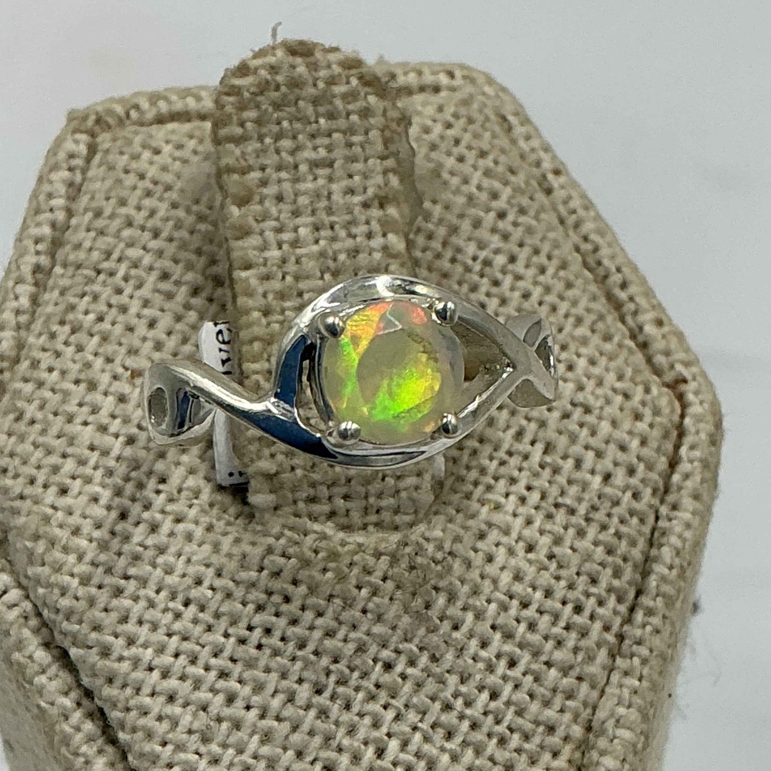 Sterling Silver Ethiopian Opal Swirl Ring – Size 6 – Intuition, Inspiration & Emotional Balance | Rings | Wiccan Center
