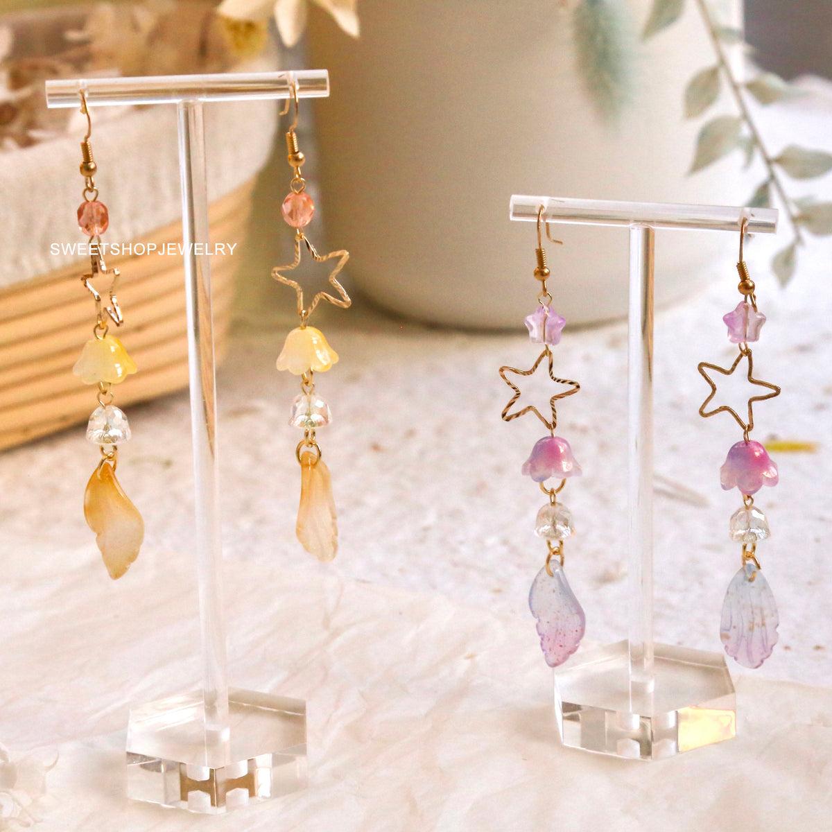 SALE - Star Feather Flower Earrings