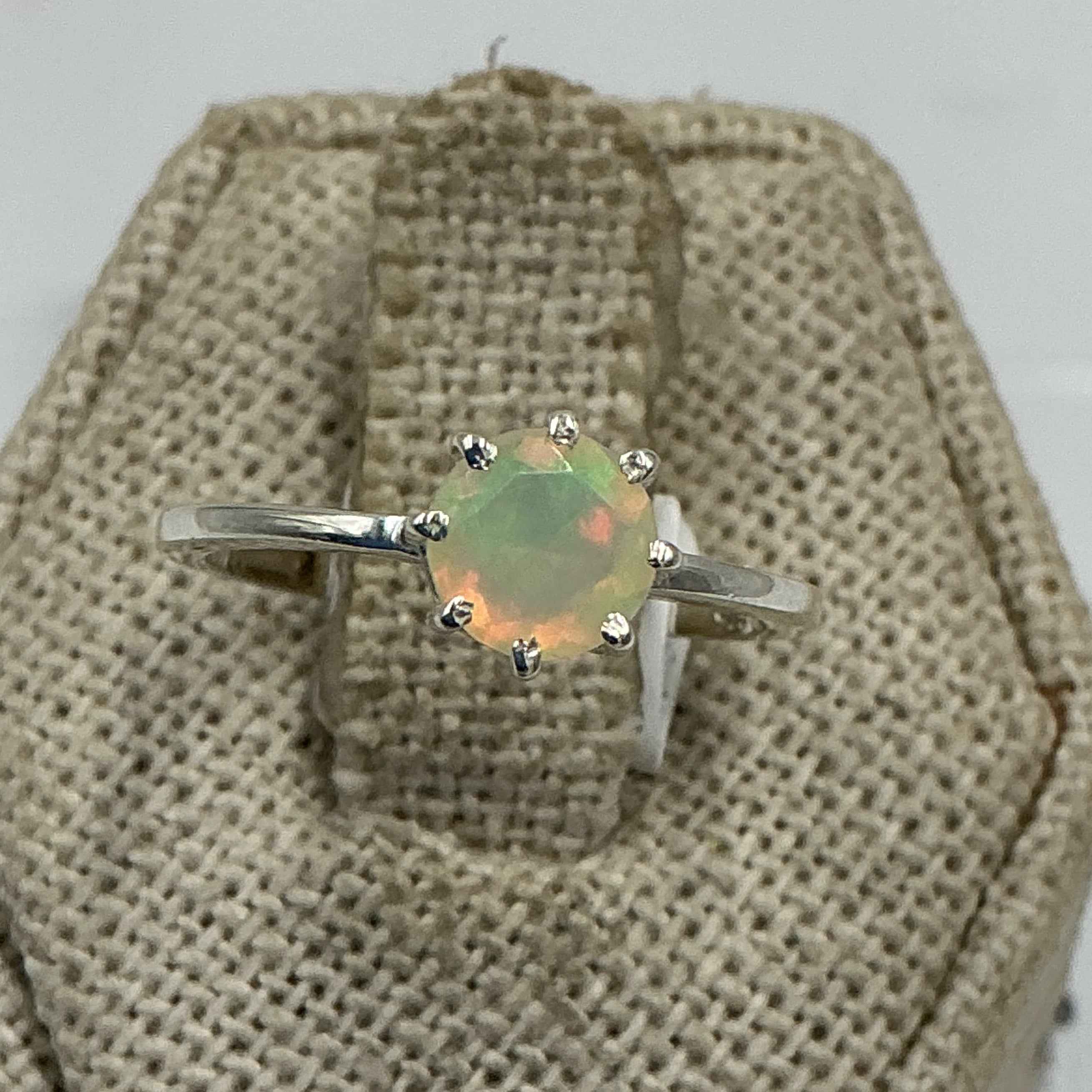 Sterling Silver Ethiopian Opal Solitaire Ring – Size 6 – Intuition, Inspiration & Emotional Balance | Rings | Wiccan Center