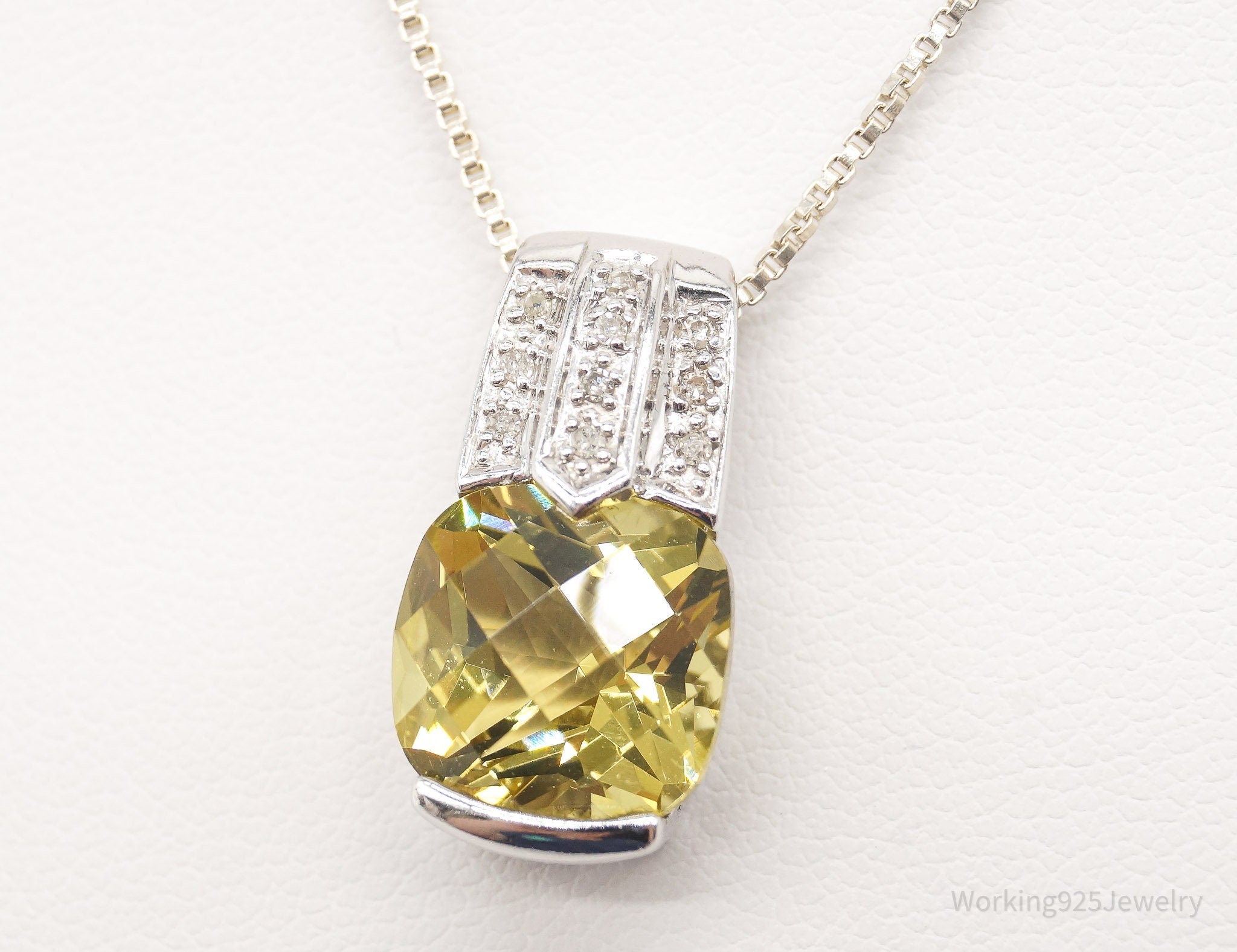 Vintage Designer Yellow & White Cubic Zirconia Sterling Silver Necklace | Jewelry > Necklaces > Pendants | Wiccan Center
