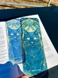 Black Cat Bookmark, Mystic Feline Art, Gothic Stained Glass, Glowing Eyes, Witchy Gift for Book Lovers | | Wiccan Center
