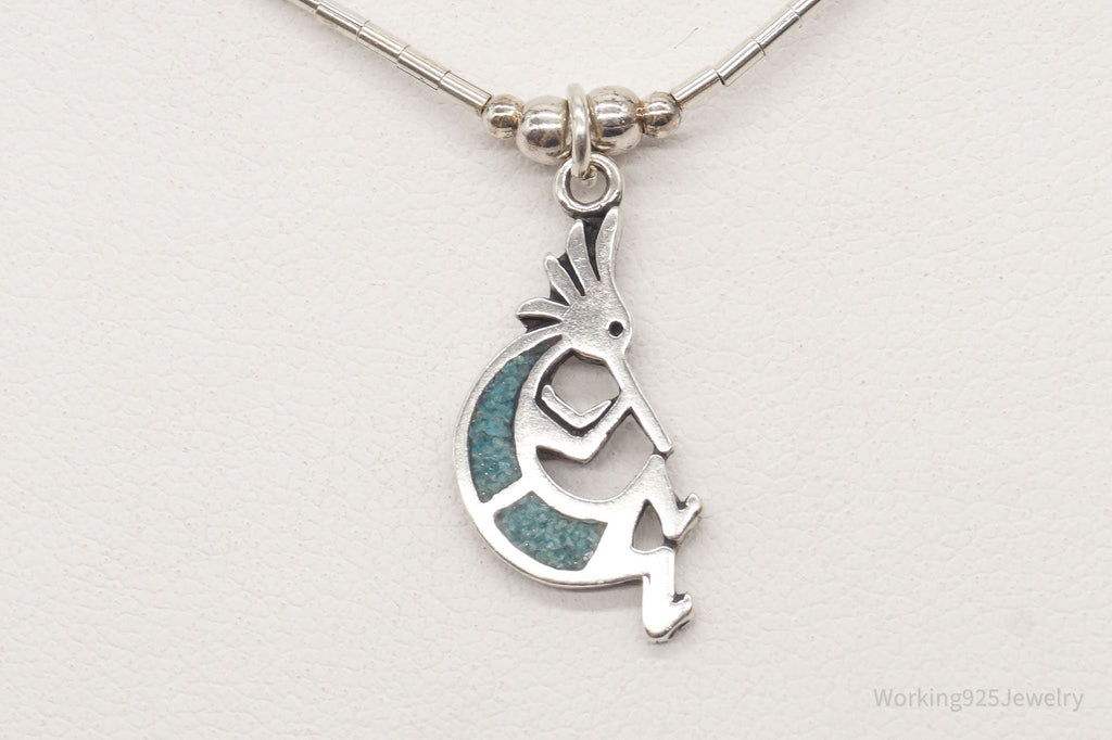 Vintage Native America Turquoise Dancing Kokopelli Sterling Silver Necklace | Jewelry > Necklaces > Pendants | Wiccan Center