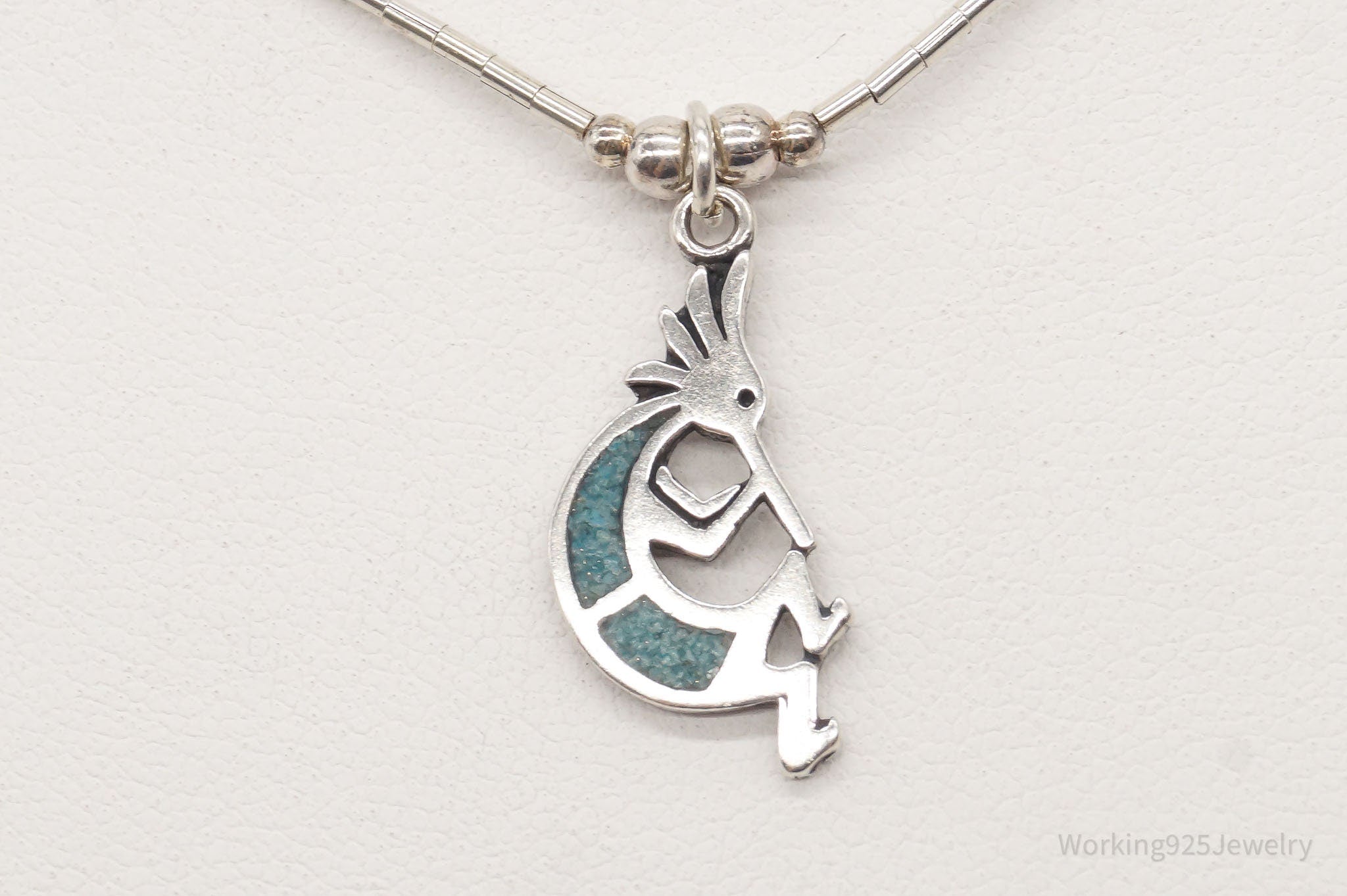 Vintage Native America Turquoise Dancing Kokopelli Sterling Silver Necklace | Jewelry > Necklaces > Pendants | Wiccan Center