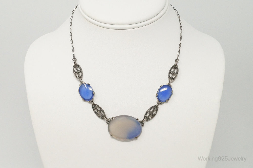 Antique Glass Sterling Silver Filigree Necklace | Jewelry > Necklaces > Pendants | Wiccan Center