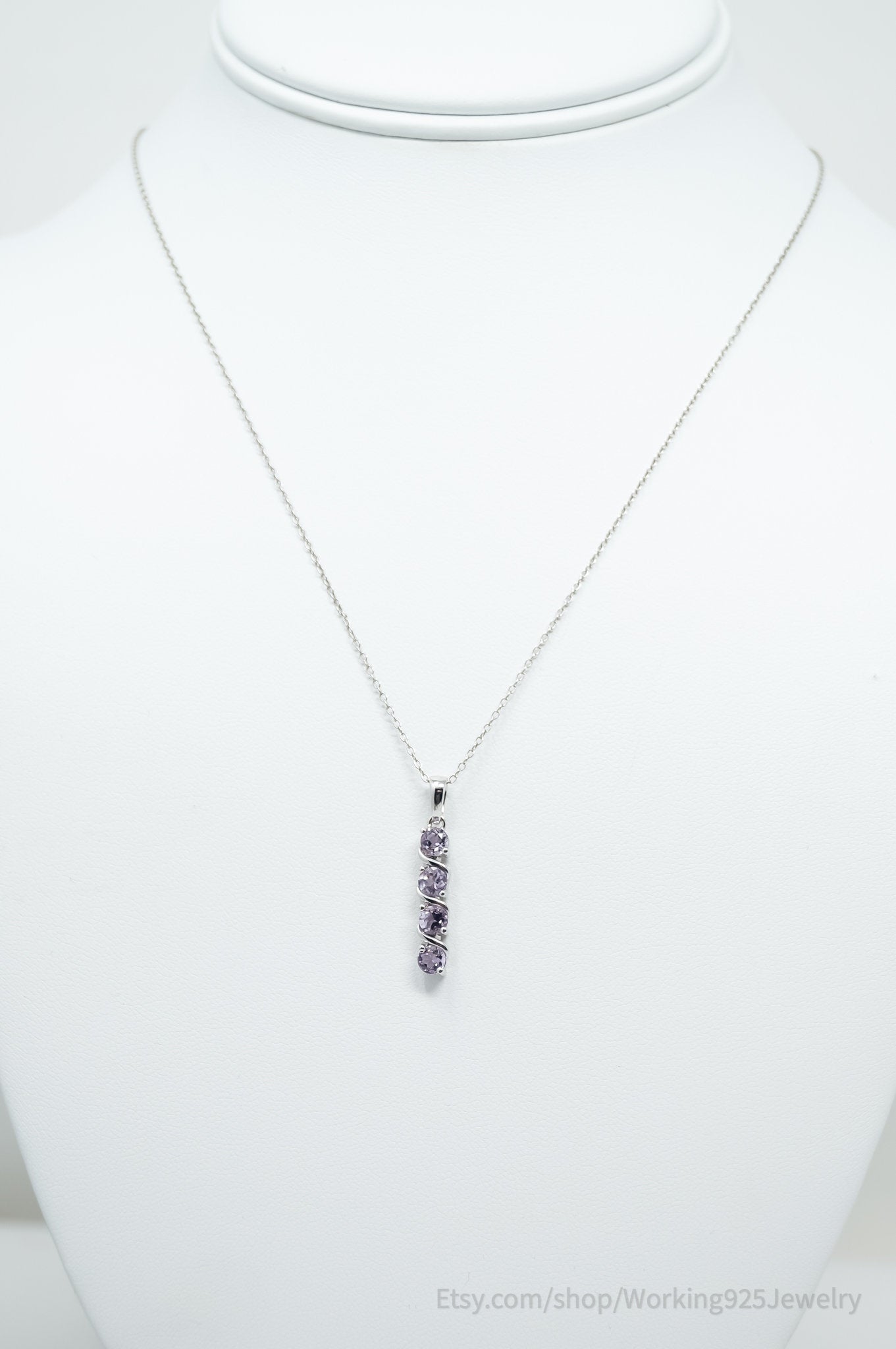 Vintage Amethyst Art Deco Sterling Silver Long Chain Necklace | Jewelry > Necklaces > Pendants | Wiccan Center
