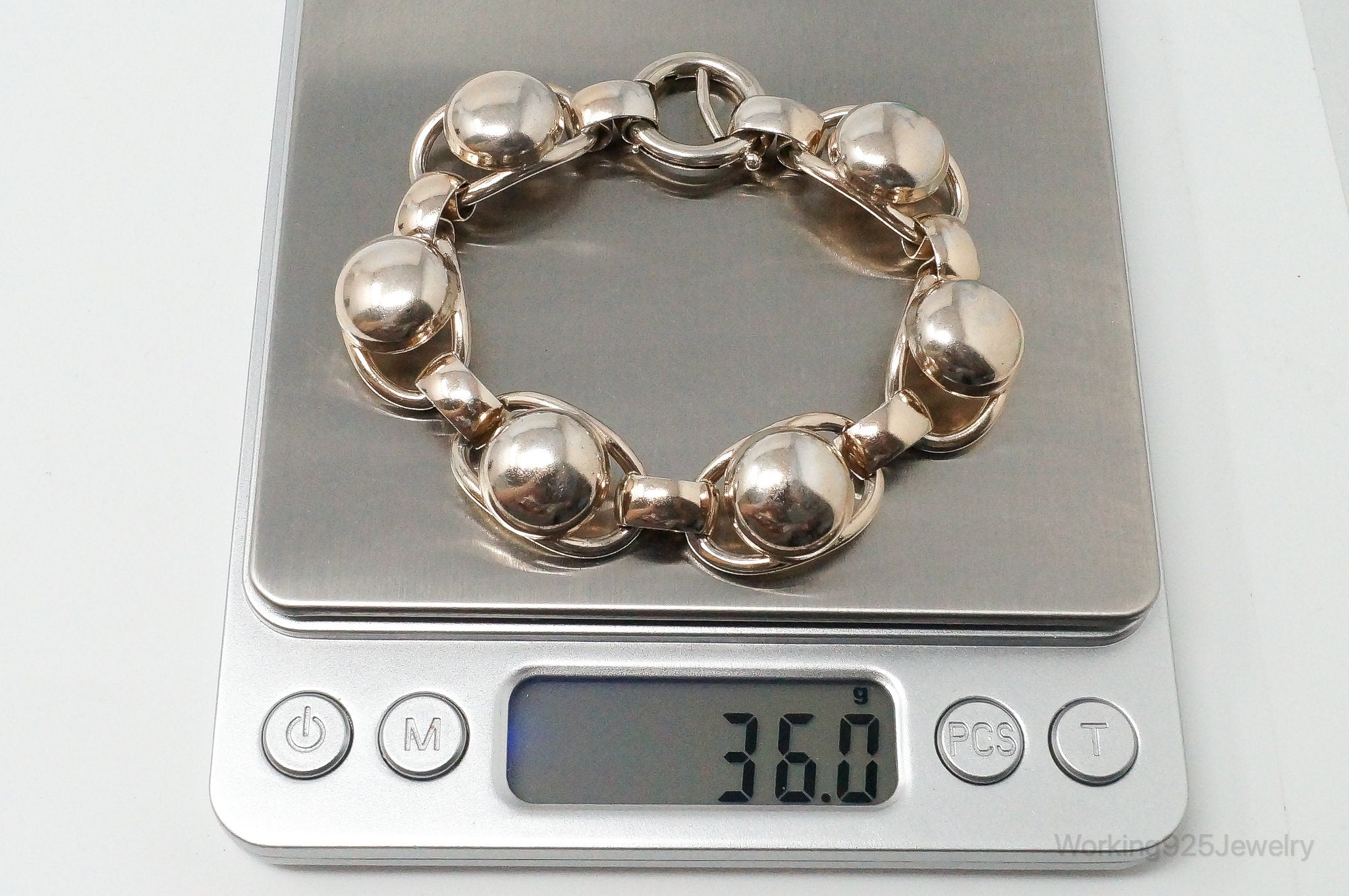 Vintage Designer Napier Modern Large Links Gold Tone Sterling Silver Bracelet | Jewelry > Bracelets | Wiccan Center
