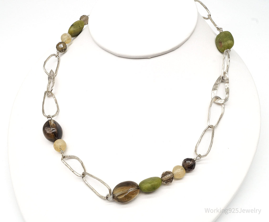 Retired Silpada Jade Smoky Topaz Citrine Chain Link Sterling Silver Necklace | Jewelry > Necklaces > Pendants | Wiccan Center