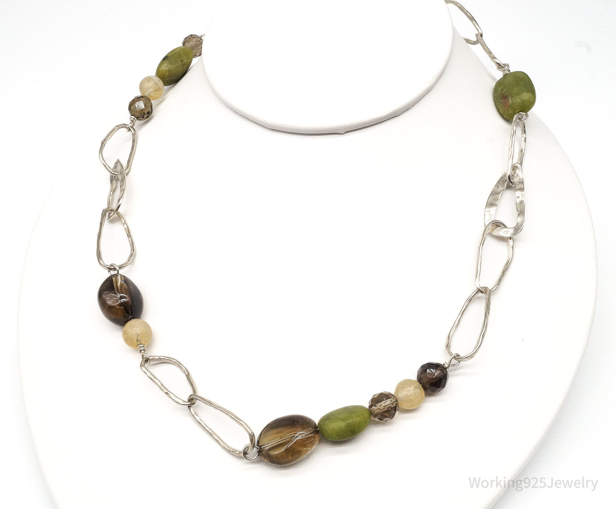 Retired Silpada Jade Smoky Topaz Citrine Chain Link Sterling Silver Necklace | Jewelry > Necklaces > Pendants | Wiccan Center
