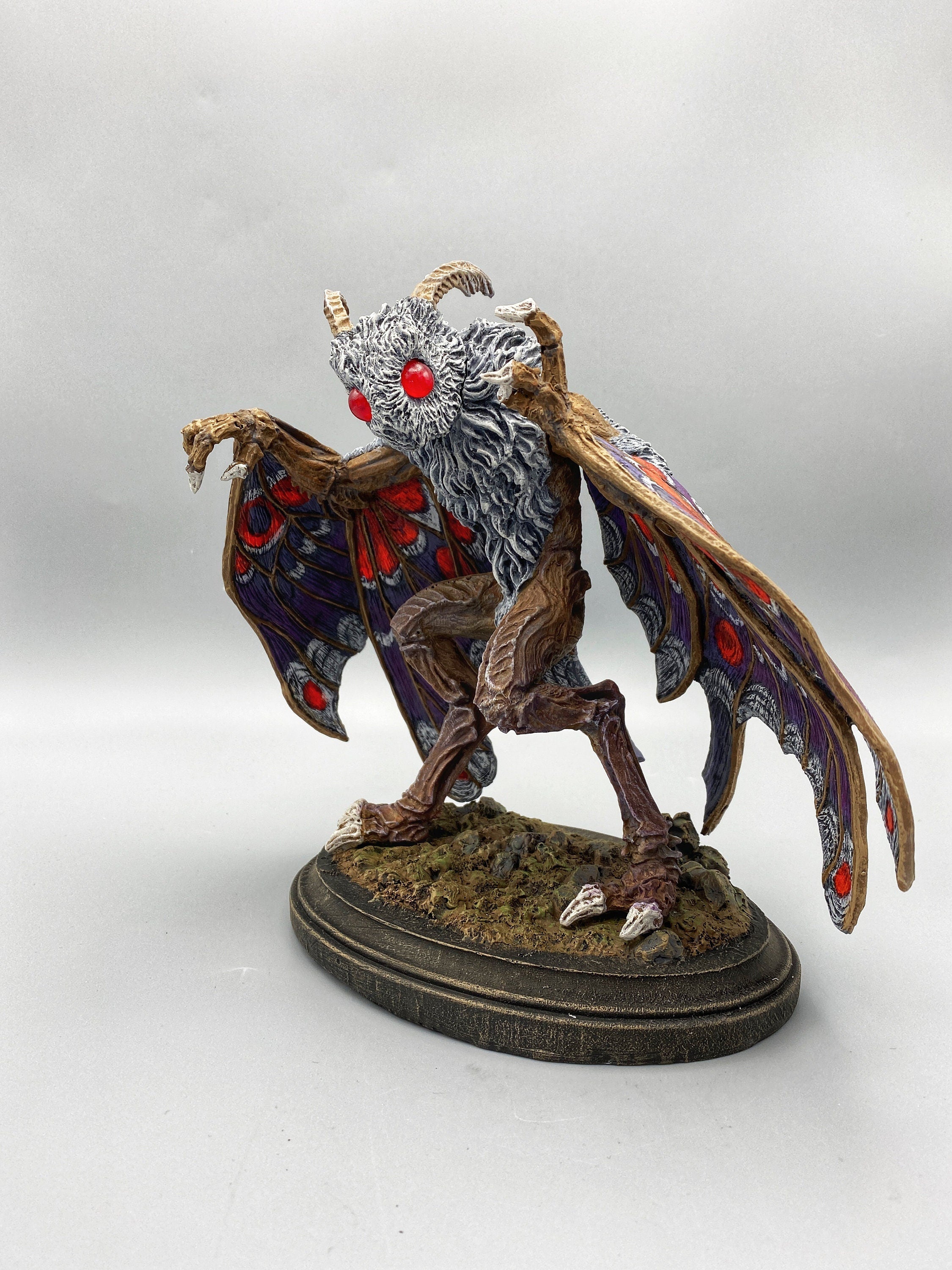 Mothman Statue, Full Color Resin Sculpture | Cryptozoology Creature Figurine | Urban Legend Moth Man Monster Figurine, Horror Art Decor