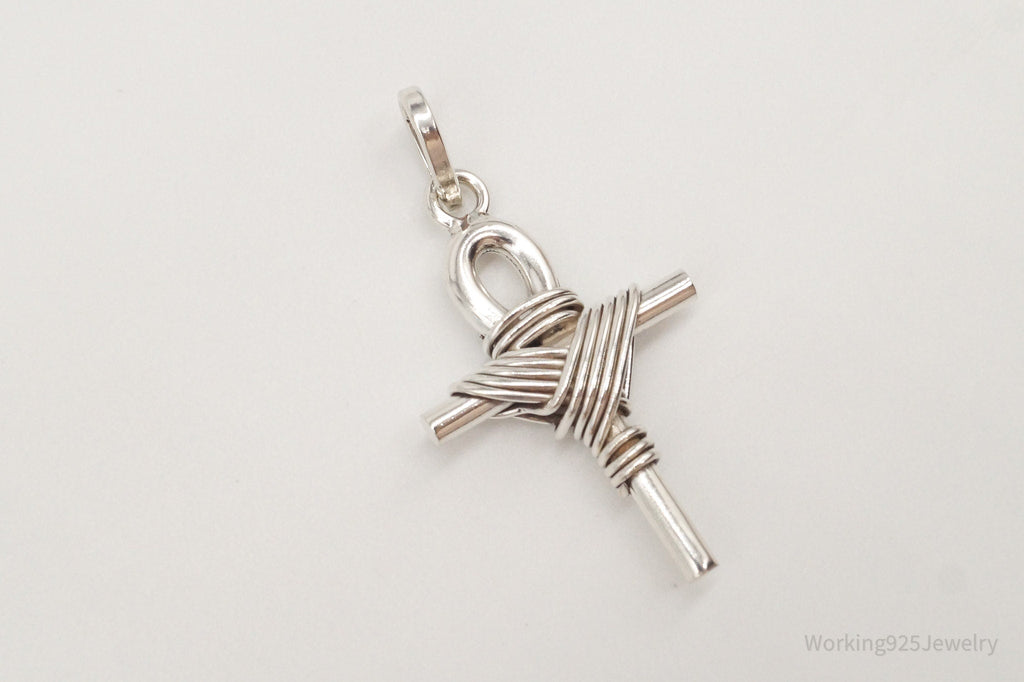 Large Vintage Mexico Wrapped Cross Sterling Silver Pendant | Jewelry > Necklaces > Pendants | Wiccan Center