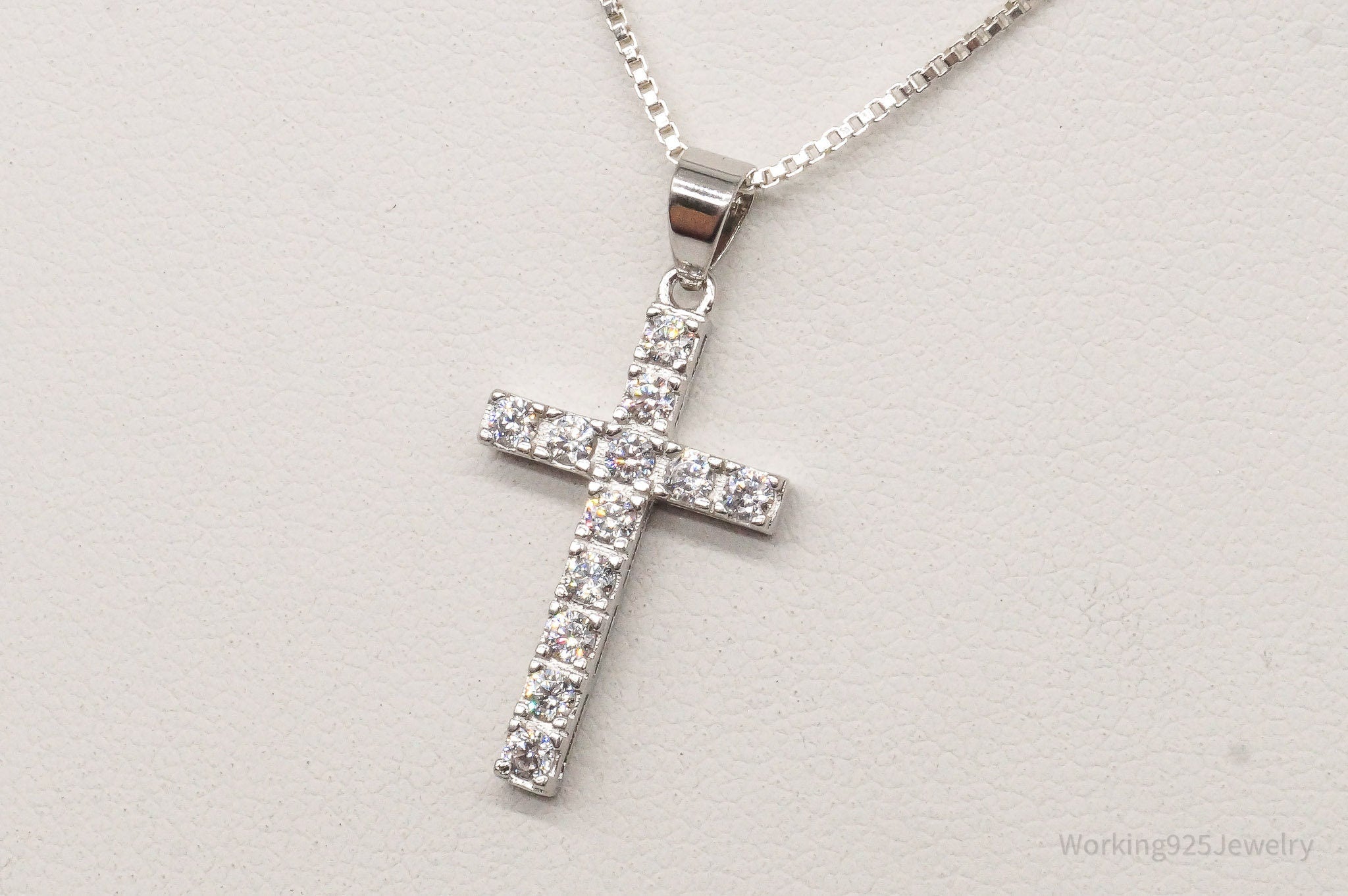 Vintage Cubic Zirconia Cross Sterling Silver Necklace | Jewelry > Necklaces | Wiccan Center